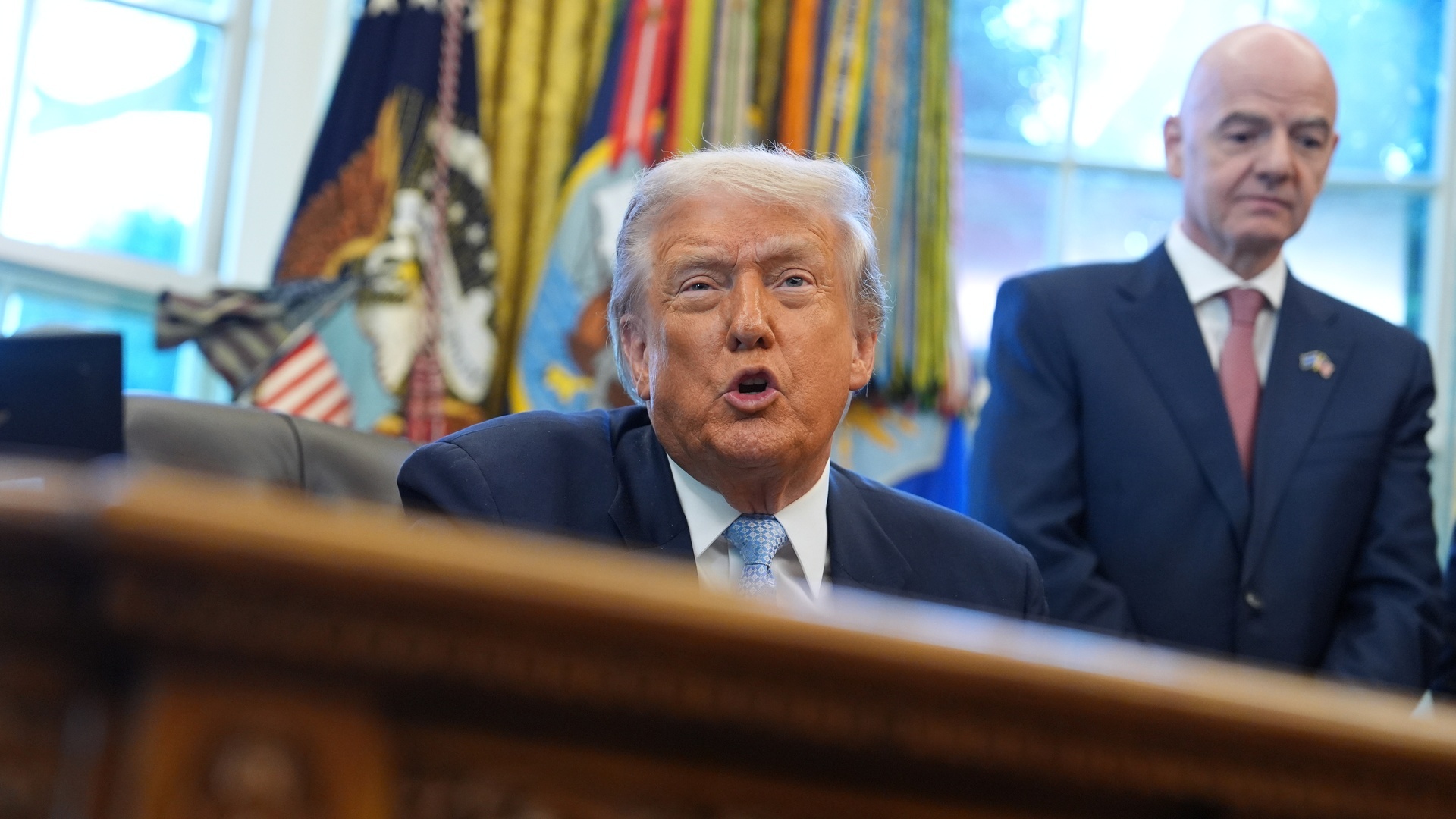 President Trump Explains Raspy Voice During Oval Office Q&A