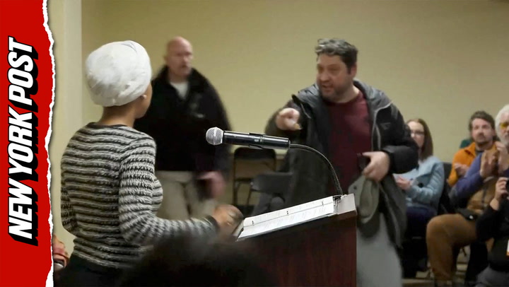 Rep. Ilhan Omar Defies Agitator After Unidentified Liquid Spray at Minneapolis Town Hall