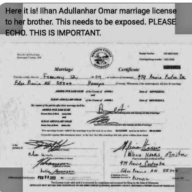 Ilhan Omar’s Marriage Certificate Reveals Family Name Confusion